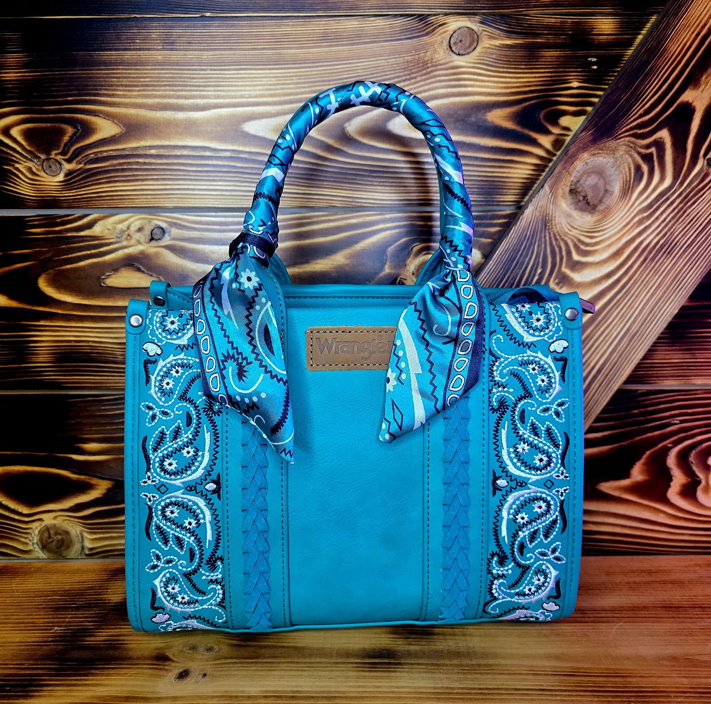 Bandana Wrangler Tote/ Crossbody Turquoise